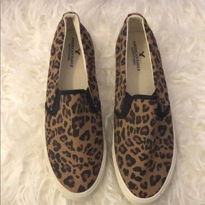 Leopard print slip on sneakers